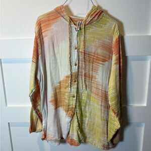 Winter Sun Multicolor Tie-Dye Button-Up Hoodie
